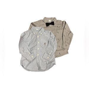 (2) Lot Boys Long Sleeve Shirts Casual Dress Shirt Sz 4T